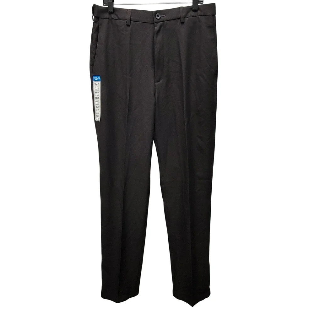 Haggar Cool 18 Pro Dress Pants Mens 34x36 Black Classic Fit Flat Front HC00235 a